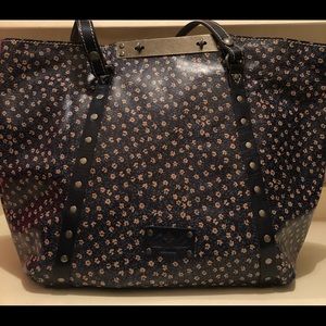 Patricia Nash Blue Denim and Daisies Leather Tote. Pristine Condition.